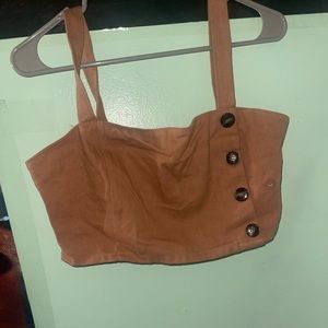 tan/brown denim side button crop top pacsun NWT
